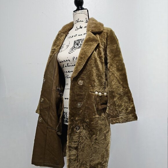 New Real Merino Lamb Fur Sheepskin Shearling Coat Jacket Olive Khaki Green Mink - Picture 3 of 6